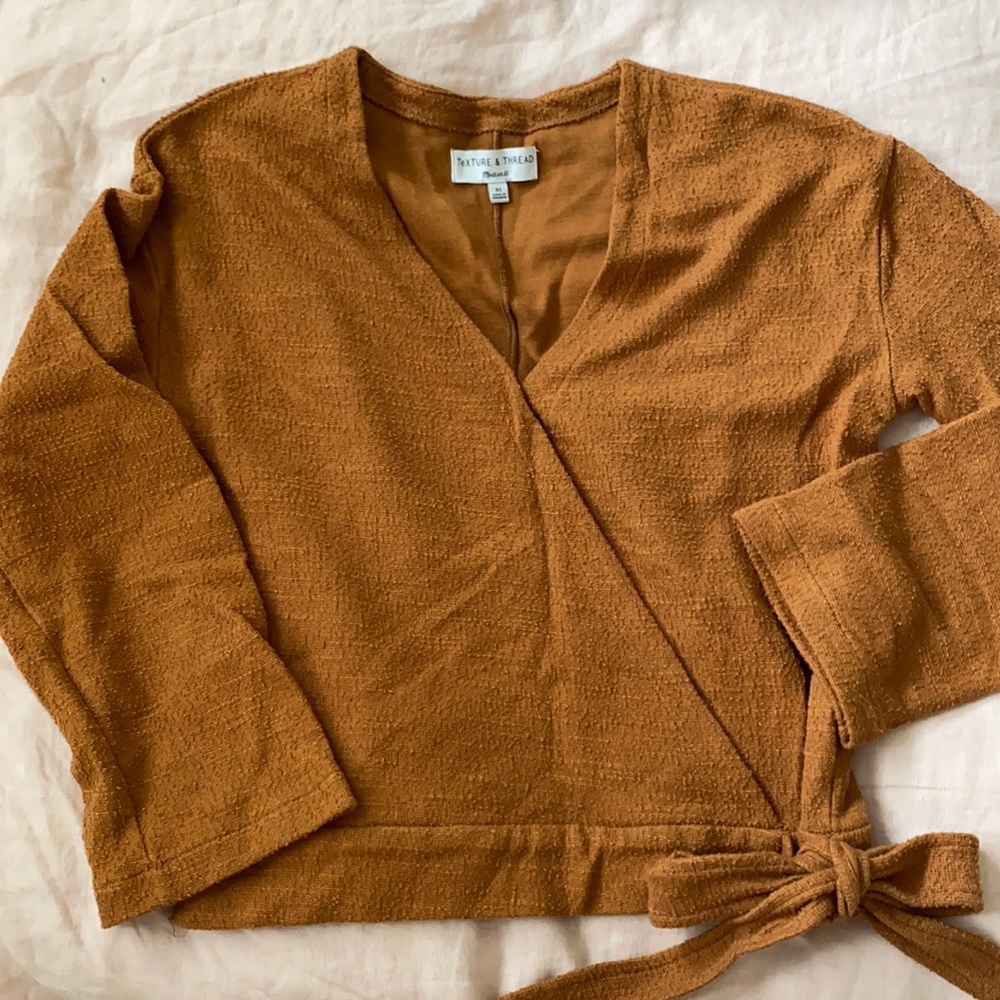 Madewell Texture & Thread faux wrap shirt